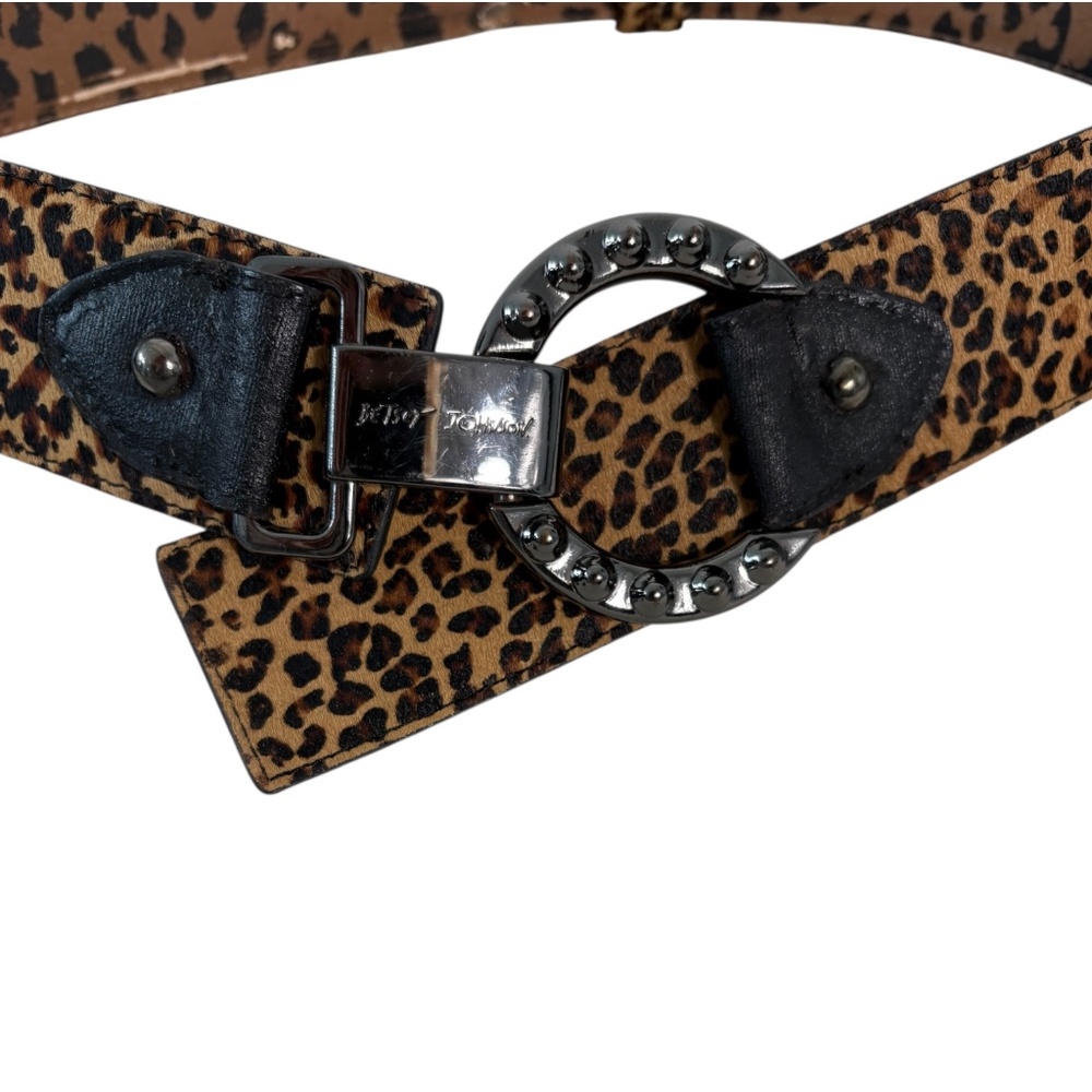 Betsey Johnson Vintage Leopard Print Leather Belt | Y2K Era
